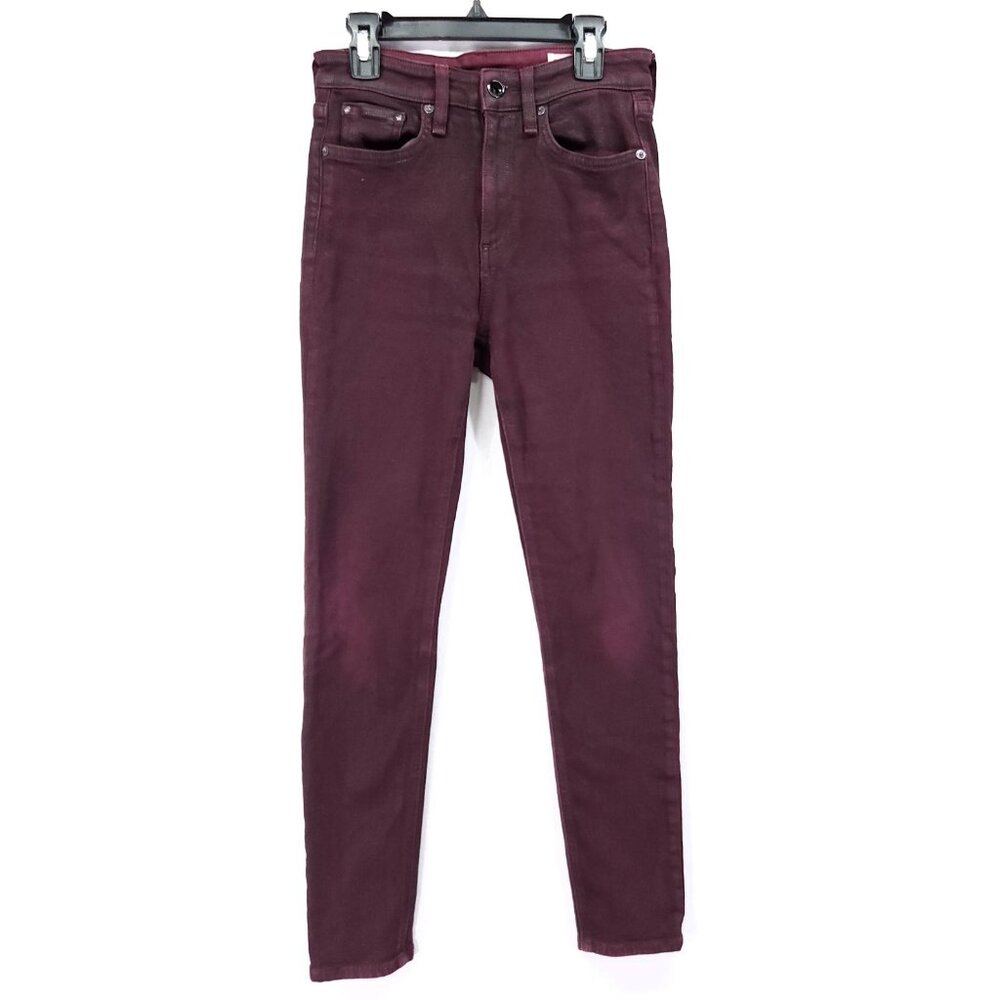 Rag & Bone Jeans Womens 24 Mid Rise Ankle Skinny The Dre Aged Wine Denim